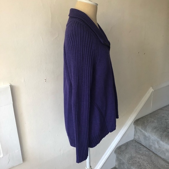 Eileen Fisher Merino Wool Ribbed Sleeve Zip Up EUC - Picture 4 of 9